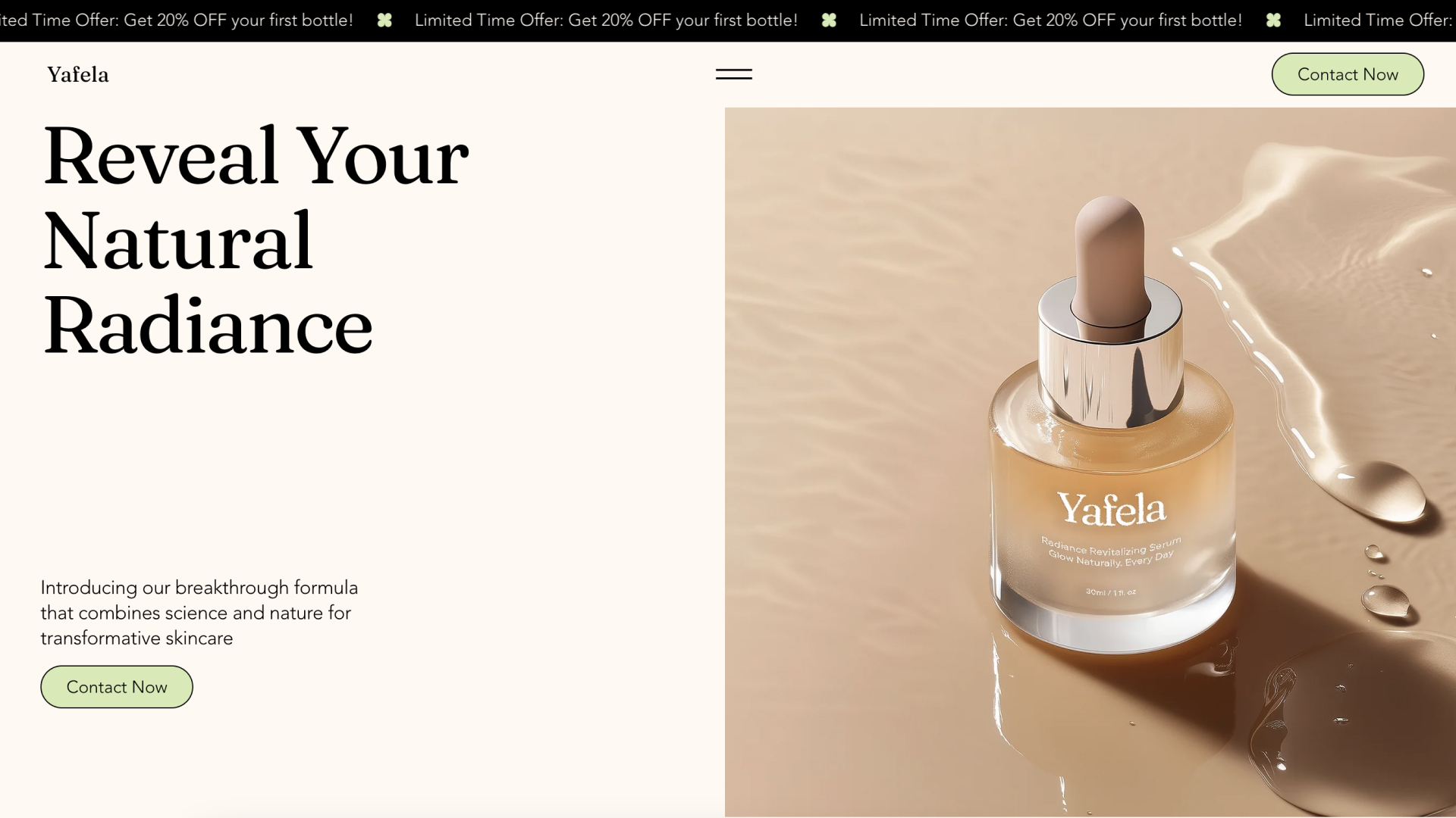 Beauty Product Landing Page (Organic) Website Template